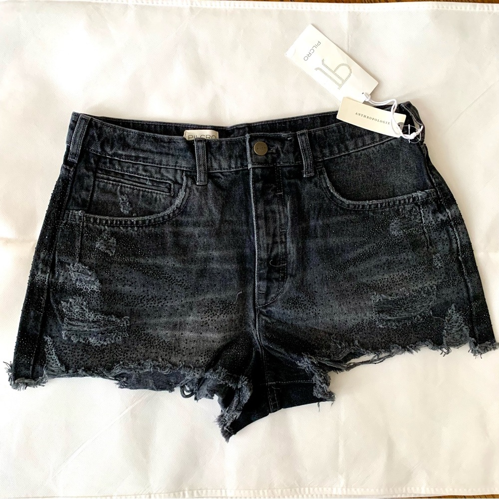 Athropologie Pilcro The Devon Rhinestone Distressed Denim Shorts SZ 30 MSRP $128 - Picture 4 of 6
